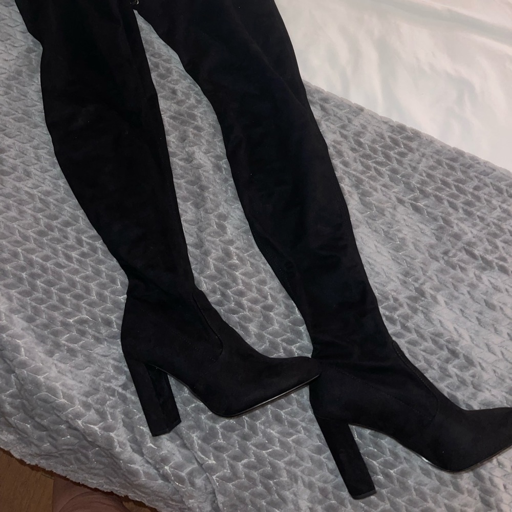Steve Madden over the knee black suede boots, size 9